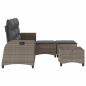 Preview: 3-tlg. Garten-Sofagarnitur mit Kissen L-Form Grau Poly Rattan