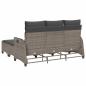 Preview: 3-tlg. Garten-Sofagarnitur mit Kissen L-Form Grau Poly Rattan