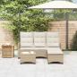 Preview: 3-tlg. Garten-Sofagarnitur mit Kissen L-Form Beige Poly Rattan