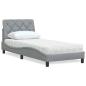 Preview: ARDEBO.de - Bett mit Matratze Hellgrau 80x200 cm Stoff