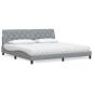Preview: ARDEBO.de - Bett mit Matratze Hellgrau 200x200 cm Stoff
