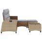 Preview: 3-tlg. Garten-Sofagarnitur mit Kissen L-Form Beige Poly Rattan