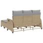 Preview: 3-tlg. Garten-Sofagarnitur mit Kissen L-Form Beige Poly Rattan