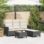 Preview: ARDEBO.de - 3tlg. Garten-Sofagarnitur mit Kissen L-Form Schwarz Poly Rattan