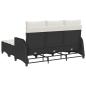 Preview: 3tlg. Garten-Sofagarnitur mit Kissen L-Form Schwarz Poly Rattan