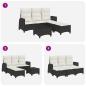 Preview: 3tlg. Garten-Sofagarnitur mit Kissen L-Form Schwarz Poly Rattan