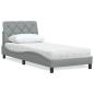Preview: ARDEBO.de - Bett mit Matratze Hellgrau 90x200 cm Stoff