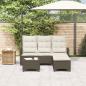 Preview: 3-tlg. Garten-Sofagarnitur mit Kissen L-Form Braun Poly Rattan