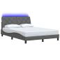 Preview: Bettgestell mit LED ohne Matratze Dunkelgrau 140x190 cm Stoff