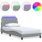 Preview: Bettgestell mit LED ohne Matratze Hellgrau 100x200 cm Stoff