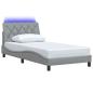 Preview: Bettgestell mit LED ohne Matratze Hellgrau 100x200 cm Stoff
