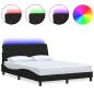Preview: Bettgestell mit LED ohne Matratze Schwarz 120x200 cm Stoff
