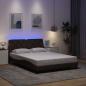 Preview: ARDEBO.de - Bettgestell mit LED ohne Matratze Dunkelbraun 120x200 cm Stoff