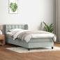 Preview: ARDEBO.de - Boxspringbett mit Matratze Hellgrau 90x210 cm Samt