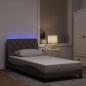 Preview: ARDEBO.de - Bettgestell mit LED ohne Matratze Taupe 100x200 cm Stoff