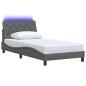 Preview: Bettgestell mit LED ohne Matratze Dunkelgrau 100x200 cm Stoff
