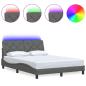 Preview: Bettgestell mit LED ohne Matratze Dunkelgrau 120x200 cm Stoff
