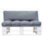 Preview: Outdoor-Sofa Paletten mit Kissen in Grau Kiefernholz