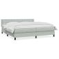 Preview: ARDEBO.de - Boxspringbett mit Matratze Hellgrau 180x220 cm Samt