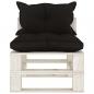 Preview: Garten-Paletten-Mittelsofa mit Kissen in Schwarz Holz