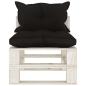 Preview: Garten-Paletten-Mittelsofa mit Kissen in Schwarz Holz