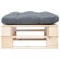 Preview: Garten-Palettenhocker mit Kissen in Grau Holz Natur