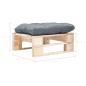 Preview: Garten-Palettenhocker mit Kissen in Grau Holz Natur