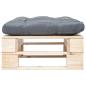 Preview: Garten-Palettenhocker mit Kissen in Grau Holz Natur