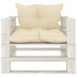 Preview: Garten-Palettensofa mit Kissen in Creme Holz