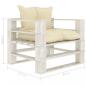 Preview: Garten-Palettensofa mit Kissen in Creme Holz