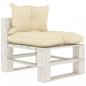Preview: ARDEBO.de - Garten-Paletten-Mittelsofa mit Kissen in Creme Holz