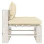 Preview: Garten-Paletten-Mittelsofa mit Kissen in Creme Holz