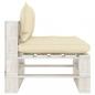 Preview: Garten-Paletten-Mittelsofa mit Kissen in Creme Holz