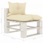 Preview: Garten-Paletten-Mittelsofa mit Kissen in Creme Holz