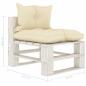 Preview: Garten-Paletten-Mittelsofa mit Kissen in Creme Holz
