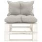Preview: Garten-Paletten-Mittelsofa mit Kissen in Taupe Holz