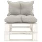 Preview: Garten-Paletten-Mittelsofa mit Kissen in Taupe Holz