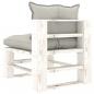 Preview: Garten-Paletten-Mittelsofa mit Kissen in Taupe Holz