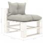 Preview: Garten-Paletten-Mittelsofa mit Kissen in Taupe Holz