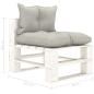 Preview: Garten-Paletten-Mittelsofa mit Kissen in Taupe Holz
