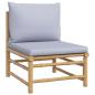 Preview: 4-tlg. Garten-Lounge-Set mit Hellgrauen Kissen Bambus