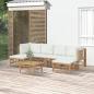 Preview: ARDEBO.de - 7-tlg. Garten-Lounge-Set mit Cremeweißen Kissen Bambus