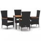 Preview: 5-tlg. Garten-Essgruppe mit Kissen Schwarz Poly Rattan