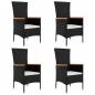 Preview: 5-tlg. Garten-Essgruppe mit Kissen Schwarz Poly Rattan
