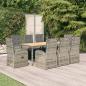 Preview: ARDEBO.de - 9-tlg. Garten-Essgruppe mit Kissen Grau Poly Rattan