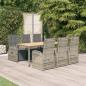 Preview: ARDEBO.de - 7-tlg. Garten-Essgruppe mit Kissen Grau Poly Rattan