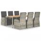Preview: 7-tlg. Garten-Essgruppe mit Kissen Grau Poly Rattan