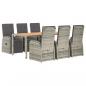 Preview: 7-tlg. Garten-Essgruppe mit Kissen Grau Poly Rattan