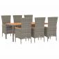 Preview: 7-tlg. Garten-Essgruppe mit Kissen Grau Poly Rattan