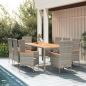 Preview: ARDEBO.de - 9-tlg. Garten-Essgruppe mit Kissen Grau Poly Rattan